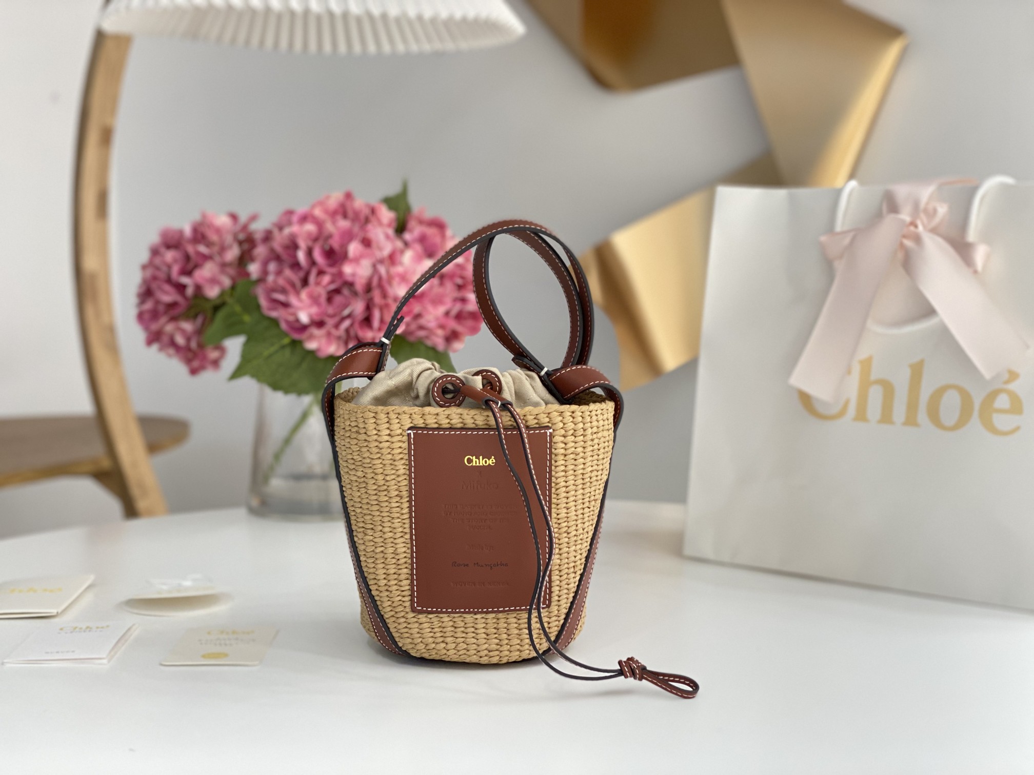 Chloe Small Woody Basket In Natural Fibers